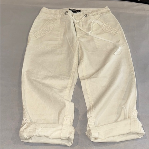 Lady Hathaway Pants Women's Wide Leg Cream Draw String Rolled Up Capris Sz 8x30 - Picture 1 of 12
